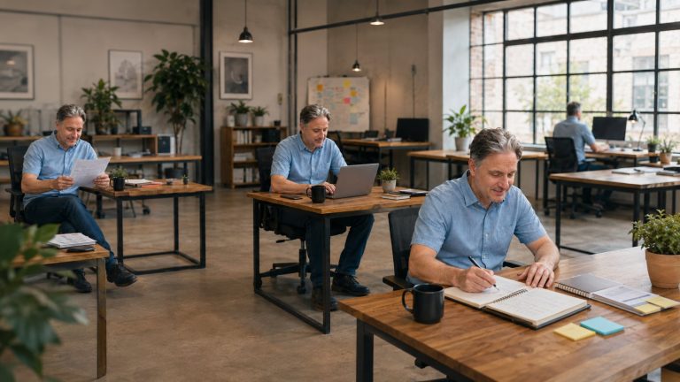 AI workflow planning at a desk